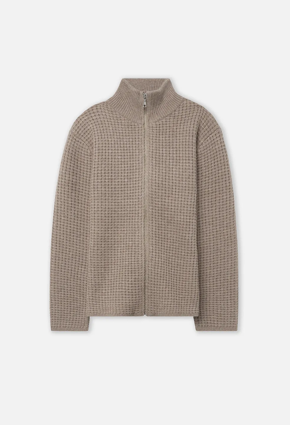 Wool Waffle Knit Full-Zip / Wheat