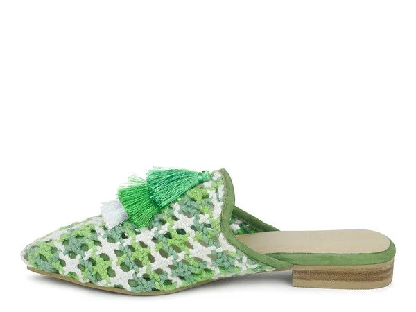 Woven Flat Mules with Tassels