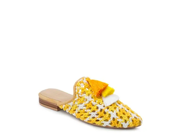 Woven Flat Mules with Tassels
