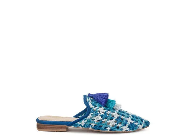 Woven Flat Mules with Tassels