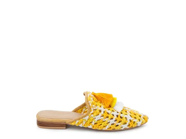 Woven Flat Mules with Tassels