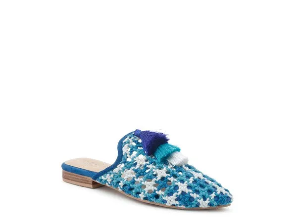 Woven Flat Mules with Tassels