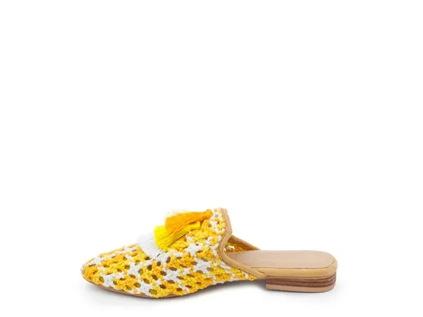 Woven Flat Mules with Tassels