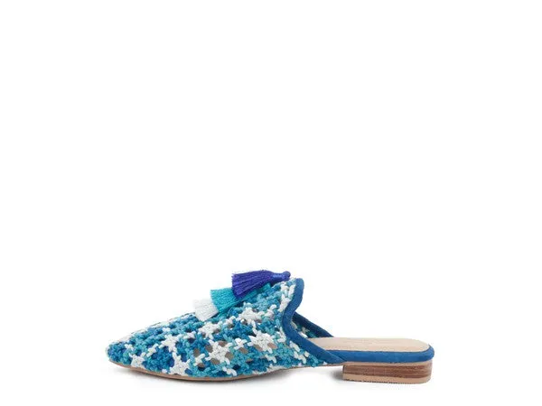Woven Flat Mules with Tassels