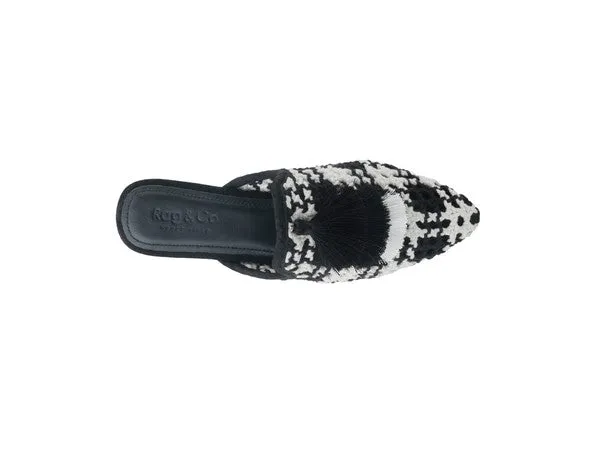 Woven Flat Mules with Tassels