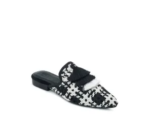 Woven Flat Mules with Tassels