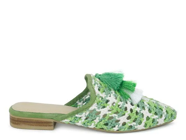 Woven Flat Mules with Tassels