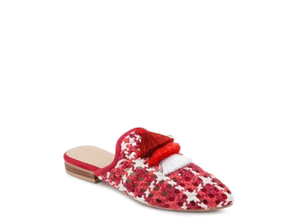 Woven Flat Mules with Tassels