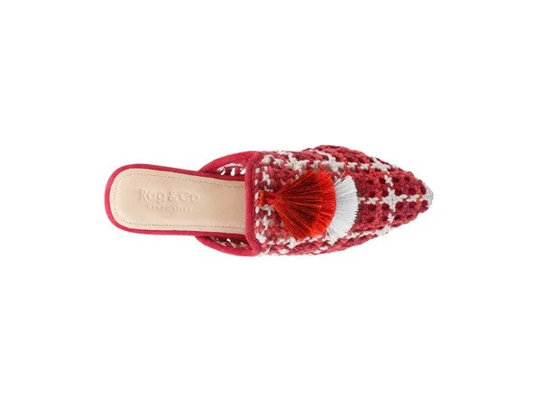 Woven Flat Mules with Tassels