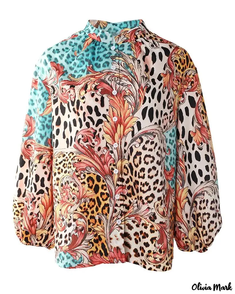 Xieyinshe - Baroque Leopard Print Button Down Long Sleeve Shirt