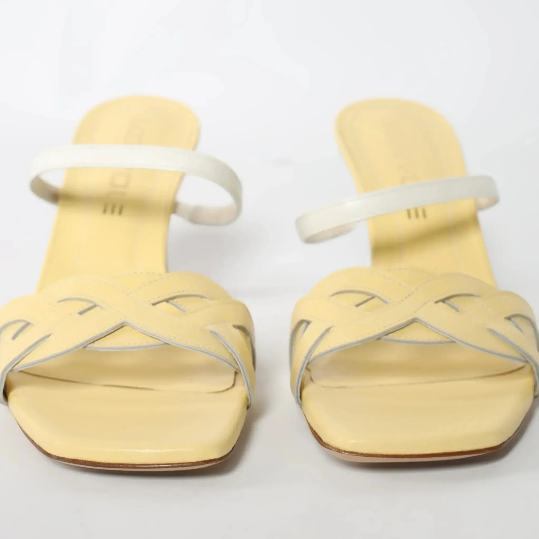 Yellow Crisscross strappy Leather Women's Italian Mules