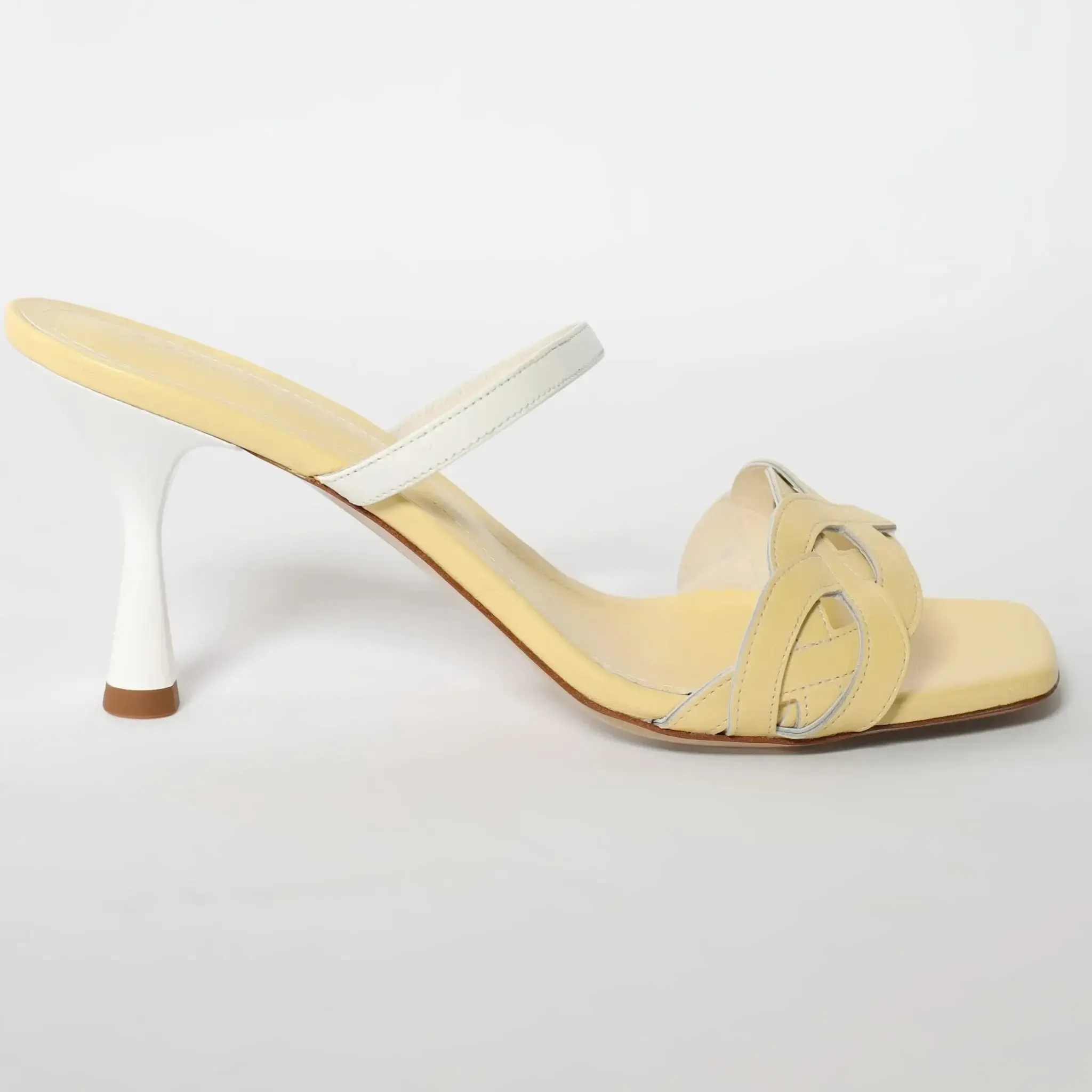 Yellow Crisscross strappy Leather Women's Italian Mules