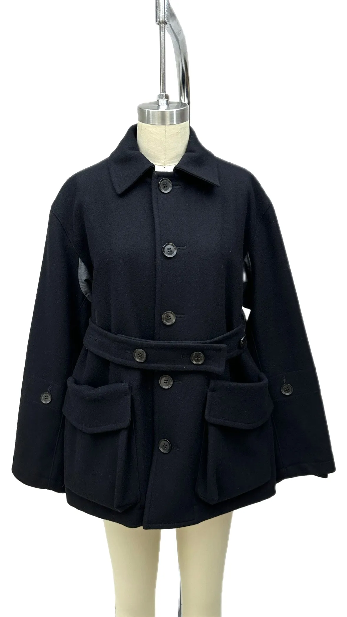 Y's Yohji Yamamoto Wool & Cashmere Belted Coat