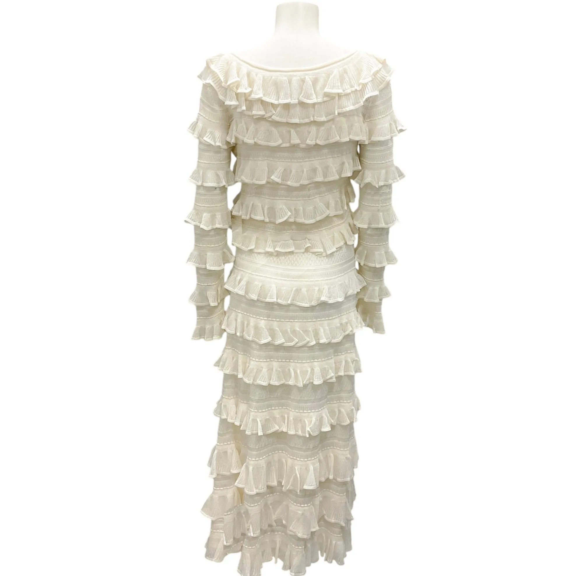 Zimmermann Ivory Ruffled Knit Top and Skirt Two-Piece Set