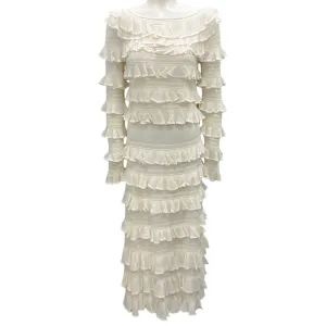 Zimmermann Ivory Ruffled Knit Top and Skirt Two-Piece Set