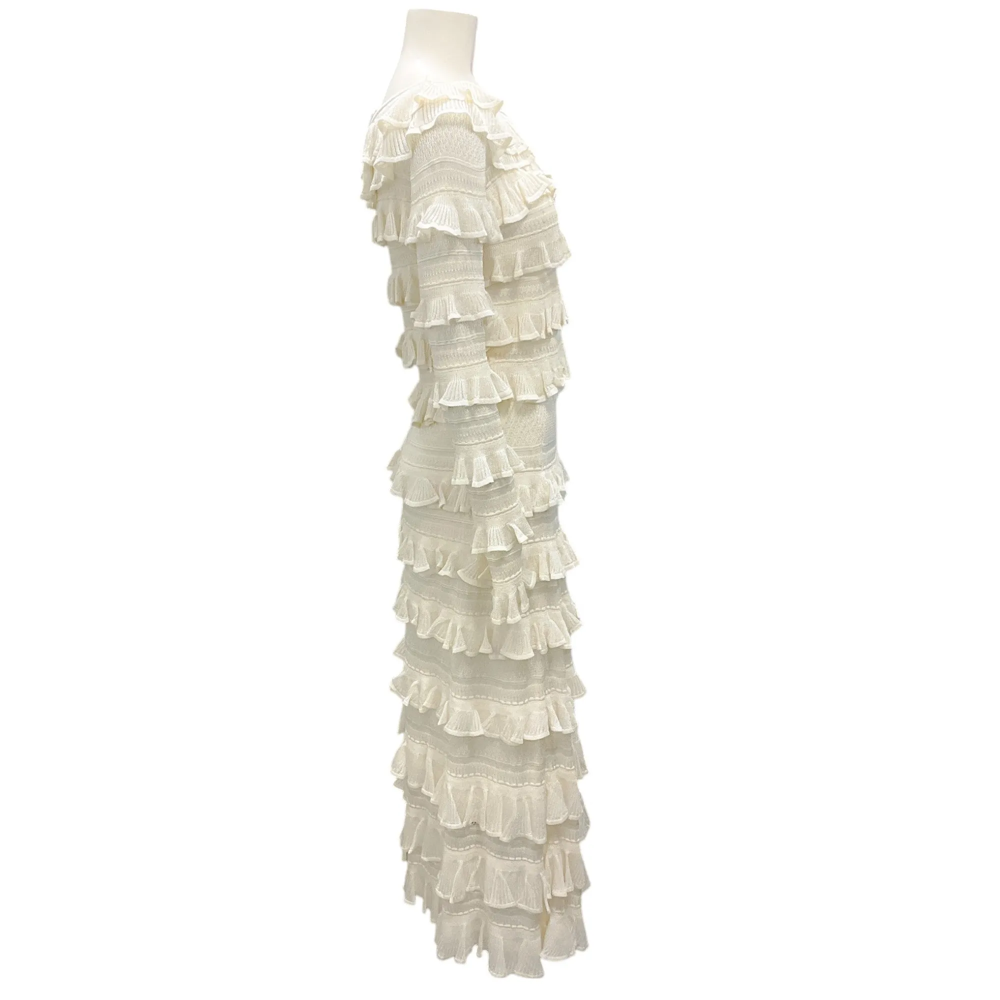 Zimmermann Ivory Ruffled Knit Top and Skirt Two-Piece Set
